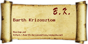 Barth Krizosztom névjegykártya